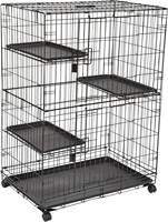 Vente en gros usine Grande cage de jeu pour chat à 3 niveaux en métal massif avec fermeture à bouton et plateau en plastique 36x22x51 pouces Noir