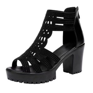 Sandales Offre Spéciale femmes talons épais nouvelles chaussures romaines à talons hauts moyens anti-poisson - Product Image 3