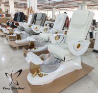 Ensemble de fauteuils de pédicure à vibration réglable pour salon de manucure, spa, soin des pieds avec bol en verre
