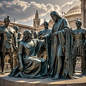 Famoso cristiano católico Metal latón tamaño real Jesús 14 estaciones escultura primera estación: <span class=keywords><strong>muerte</strong></span> Jesús condenó estatua de bronce - Product Image 6