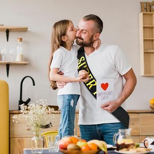 SUPER PAPA - Banda con Lámina Dorada y Frase Divertida 'Bless Dad' en Negro, para Decoración de Fiestas del Dí<span class=keywords><strong>a</strong></span> del <span class=keywords><strong>Padre</strong></span>, Regalo de Cumpleaños para Papá - Product Image 4