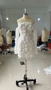 Vestido <span class=keywords><strong>de</strong></span> <span class=keywords><strong>Novia</strong></span> Corto <span class=keywords><strong>de</strong></span> Lujo con Cuentas, Encaje, Apliques Florales <span class=keywords><strong>y</strong></span> Mangas Largas, Mini Vestido Sencillo para Fiesta <span class=keywords><strong>de</strong></span> Graduación - Product Image 6