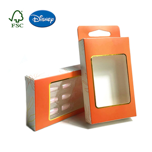 Cajas de cartón corrugado para embalaje de uñas personalizadas de alta gama al por mayor con ventana transparente y grabado para uñas postizas - Product Image 1