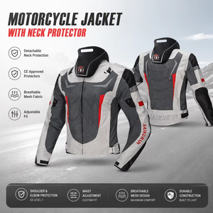 <span class=keywords><strong>Giacca</strong></span> <span class=keywords><strong>da</strong></span> <span class=keywords><strong>Moto</strong></span> Riflettente con Protezione per il Collo, Impermeabile per Motocross e Corse Fuoristrada, Giacche in Cordura per Motociclisti - Product Image 1