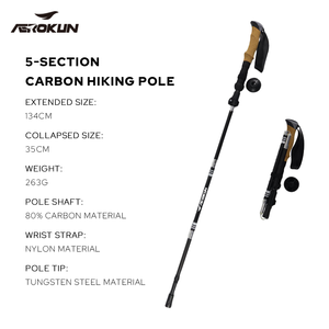 Bastones de Trekking Plegables Alpenstock, Bastones de Marcha Nórdica de Carbono con Mango de Corcho Cómodo para Senderismo y Montañismo - Product Image 6