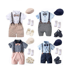 Estate ragazzi completo cappello scarpe <span class=keywords><strong>vestiti</strong></span> bambino Set papillon bavaglino neonato 7 pezzi festa di compleanno <span class=keywords><strong>vestiti</strong></span> 3 6 9 1 2 18 <span class=keywords><strong>mesi</strong></span> - Product Image 1
