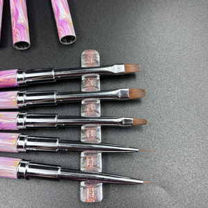 Gold Metal Handle Silicone Dotting Nail Brush Set Kolinsky Nylon Hair UV Gel Liner Painting Tools Custom Logo - Product Image 1