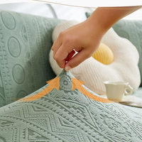 Nouvelle Housse de Canapé Universelle Intégrale en Jacquard Élastique à Motif Végétal 100% Polyester pour Toutes Saisons