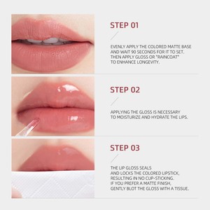 Lápiz labial líquido mate de larga duración a prueba de agua vegana de doble extremo 4 en 1 de etiqueta privada con suero de labios brillante de alto brillo - Product Image 4