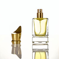 Flacon de parfum en verre cosmétique de 50 ml à tête de pompe, vente chaude, luxe, haute qualité, personnalisé, double paroi, en verre cristal