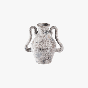 Jarrón de cerámica rústico blanco moteado Wabi Sabi con acabado de piedra desgastada hecho a mano, con un asa encantadora, perfecto para la decoración del hogar. - Product Image 1