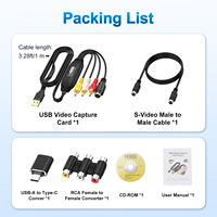 Tarjeta de Captura de Video USB con Cable de 1m, Conectores RCA y S-Video para Cámara, Grabación MP4 1080p
