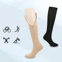 Chaussettes à glissière soutien des jambes ouvertes bas chaussettes hautes avec chaussettes de compression à glissière pour la marche, la course et le sport