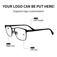 SHIAN SAO30 Monturas de Gafas Ópticas Metálicas Cuadradas para Hombre con Lentes de PC y Logotipo Personalizado para Todas las Formas de Rostro
