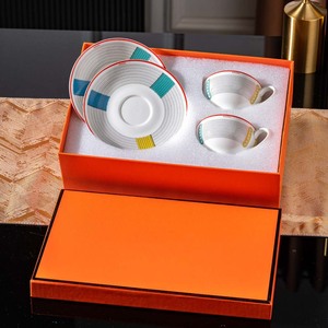 Refined High Quality Porcelain Coffee Cup And Saucer <b>Set</b> With Modern Rope Motif Service For Sophisticated Home Use And Gifting - Product Image 2