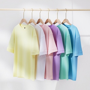 T-shirt oversize uni à manches courtes et épaules tombantes, 65% coton, 35% polyester, 220 GSM, poids lourd, pour hommes et femmes - Product Image 5