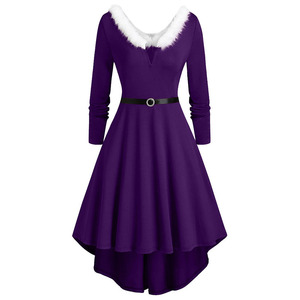 Robe d'hiver noire pure pour femmes, robe longue à manches longues vintage, robe de fête de Noël, robe rockabilly, robe longue - Product Image 3