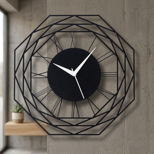 <b>Modern</b> Geometric <b>Wall</b> <b>Clock</b> Metal Abstract Design Silent Quartz Analog <b>Clock</b> for Living Room - Product Image 5