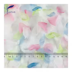 Venta al por mayor 100% tela de poliéster de nuevo diseño 3D flor decoración encaje Anti-píldora dimensional nupcial fluorescente <span class=keywords><strong>entretela</strong></span> - Product Image 6