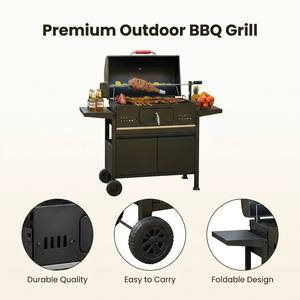 Barbecue au charbon de bois robuste pour l'extérieur <span class=keywords><strong>avec</strong></span> rôtissoire, barbecue portable pour les fêtes de jardin, le camping et la pêche - Product Image 2