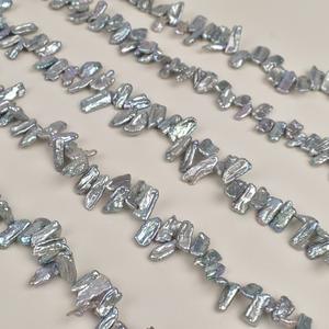 Perles d'eau douce blanches en forme de pétales de style baroque, accessoires de bijouterie semi-finis pour la fabrication de colliers - Product Image 2