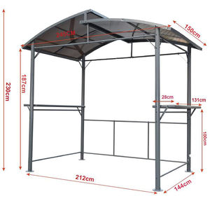 Gazebo <span class=keywords><strong>de</strong></span> barbacoa <span class=keywords><strong>de</strong></span> 245x150x233 cm, Gazebo <span class=keywords><strong>de</strong></span> jardín, dosel <span class=keywords><strong>de</strong></span> jardín, casa <span class=keywords><strong>de</strong></span> parrilla <span class=keywords><strong>de</strong></span> aluminio y hierro - Product Image 2