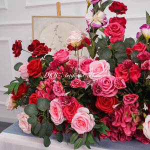 Phổ biến trang trí đám cưới Mùa xuân mùa hè phong cách hoa nhân tạo bóng hoa hồng đỏ lối đi hoa cho trang trí đám cưới - Product Image 3