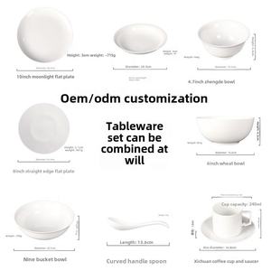 Nouvelle tendance ensemble de vaisselle en céramique d'argile haute blanche hôtel Restaurant vaisselle en porcelaine blanche pure assiettes à article unique - Product Image 2