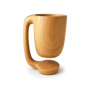 Taza de madera hecha a mano con asa tallada, taza vikinga tradicional de madera vintage, taza de madera natural para beber. - Product Image 1