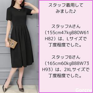 Robe mi-longue trapèze pour <span class=keywords><strong>femme</strong></span> Gorcre, en tissu extensible uni, col rond, manches courtes, noire, boutonnée, naturelle, pour cérémonies formelles - Product Image 6