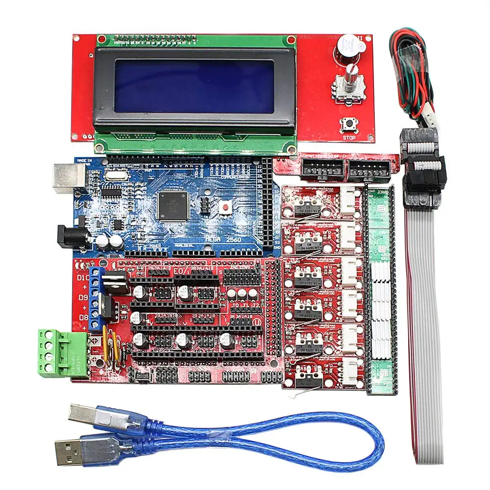 CNC 3D Printer Kit for Arduino Mega 2560 R3 RAMPS 1.4 Controller LCD 2004 + 6X Limit Switch Endstop 5 A4988 Stepper Driver 3D Pr