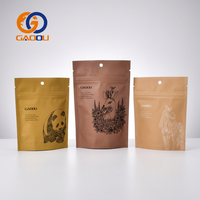 Sachet refermable jaune personnalisé avec fenêtre, en plastique, pour chips, thé, épices, aliments, emballage en papier kraft, sac à fermeture éclair en aluminium