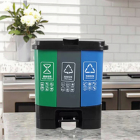 Poubelle de cuisine en plastique PE à 3 compartiments pour l'intérieur Poubelle classée pour l'extérieur Poubelle de recyclage Caractéristique Poubelle intégrée