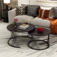 Table basse ronde moderne en marbre et métal avec surface durable et facile à nettoyer, mobilier de luxe pour salon