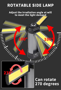 תאורה ניידת מתמוטטת מחבל אור נטענת אור עבודה נטענת עם חצובה ווו נתיק - Product Image 5