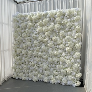 KE-WA010 Mur de fleurs artificielles en soie en gros, décoration murale 8ft x 8ft, toile de fond enroulable pour mariage, mur de fleurs 3D 5D - Product Image 6