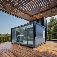 Boutique contemporaine Container Shop avec fenêtre du sol au plafond Construction en acier et en bois pour le café ou le bureau