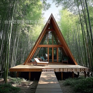 Cabaña de Madera Sólida Suspendida en el Bosque, con Estructura en A, Moderna y Ecológica, Casa de Verano para Acampar - Product Image 3