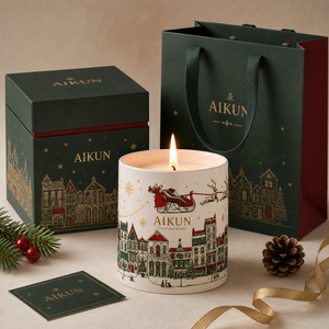 AIKUN Custom Private Label Luxury Soy Wax <b>Candles</b> Christmas Festival <b>Red</b> Glass Scented <b>Candle</b> with Gift Box for Holiday - Product Image 1