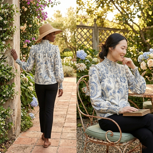 Camicetta da <span class=keywords><strong>Donna</strong></span> 2025 in Chiffon Floreale Vintage 5029089 <span class=keywords><strong>con</strong></span> <span class=keywords><strong>Volant</strong></span> alla Francese, Scollo a V Stratificato, Maniche Lunghe, Vestibilità Ampia, Primavera Estate, <span class=keywords><strong>con</strong></span> Bottoni - Product Image 4