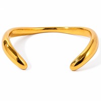 Nouveau Bracelet Étanche en Acier Inoxydable Plaqué Or 18K, Tendance, Élégant, Irrégulier, Ouvert, Inaltérable, Bijou Tendance