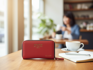 Portafoglio da donna con doppia cerniera, piccolo, in microfibra, in pelle sintetica, stile minimalista, per tutte le stagioni - Product Image 2