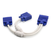 Kabel Splitter VGA 0.3M, kabel adaptor Monitor VGA 15Pin 1 PC ke 2
