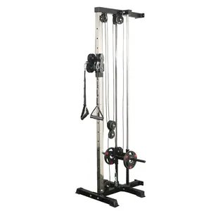 Fitness eğitimi ve kule kablo istasyonu için 17 inç yükseklik çift disk makara sistemi duvara monte Lat Pulldown makinesi