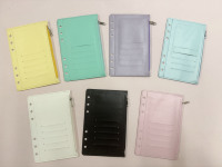 Carpeta de múltiples colores con bolsillos, tamaño A6, carpeta de 6 agujeros, Carpetas con cremallera para Carpeta de cuaderno de 6 anillos, bolsas de hojas sueltas