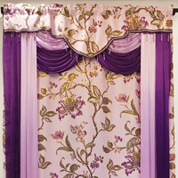 Ensemble de 2 panneaux de rideaux à volants floraux superposés avec passe-tringle pour fenêtre, vente en gros