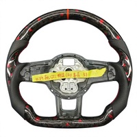 Volant en cuir perforé en fibre de carbone bleue forgé pour V/W Golf 7 GTI MK7 2015-2021, style sport racing