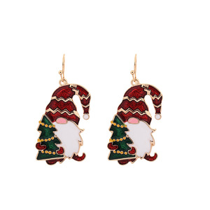 Pendientes de Navidad con diseño de duende de dibujos animados, de aleación de zinc, joyería para fiestas, diseño de Papá Noel en rojo y verde, pendientes de moda para mujer - Product Image 5