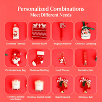 Coffret Cadeau de Noël Personnalisé : Boîte Festive, Thermos, Porte-clés, Bougie Parfumée, Cadeaux d'Entreprise Festifs, Peluche, Métal