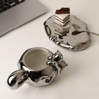 Vente en gros Nouvelle tasse à café de luxe en porcelaine chinoise avec plateau, couleur personnalisée, cadeau de fête pour couple